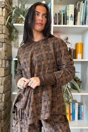 Heritage Needlecord Plaid Swing Top Chocolate & Coffee Bean